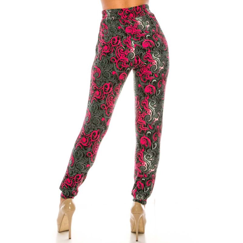 World of Leggings Buttery Smooth Fuchsia Hypnotic Swirl Joggers